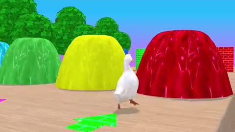 Baby duck cartoon vs Dinosaur vs Elephant, Gorilla, Rabbit in Mario Game style through the wall