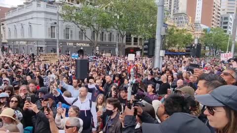 Beautiful moment from this morning's demonstration in Melbourne