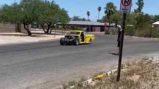 Datsun Drag Car Drives Straight Into Parked Car
