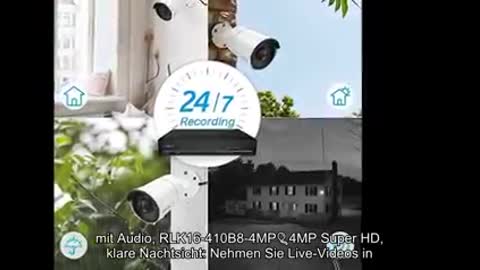 Reolink 16CH 4MP Überwachungskamera Set Aussen, Videoüberwachung mit 8X 4MP PoE IP Kamera und 3TB