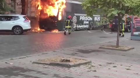In Odessa, a military recruitment center bus was set on fire