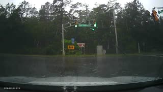 Lightning Crashes Close to Car