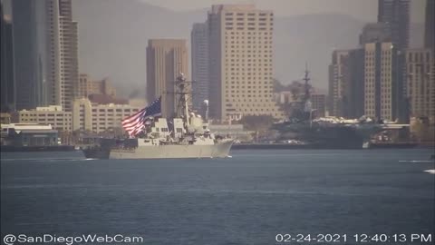 San Diego Web Cam captures HUGE US Flag!