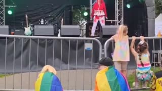 Drag queen dressed in blood throws tampons to children at "family-friendly" pride festival