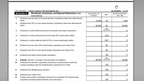 Form 1120 Schedule C - Dividends and Special Deductions
