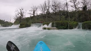 Kayaker Gets Lodged in Waterfall