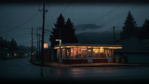 Retro Diner + Rain and Distant Thunder + 2 Hours Ambience and Relaxation