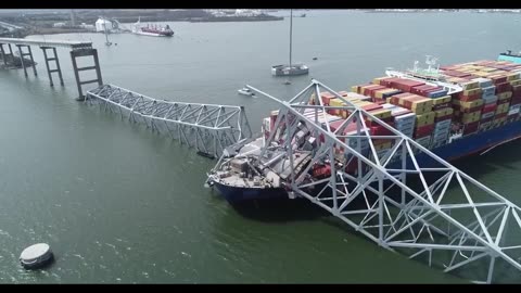 BREAKING : NTSB drone footage shows aftermath of Francis Scott Key Bridge collapse