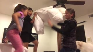 Crazy nanny throws a dance party on parents bed that is recoded on the nanny cam!