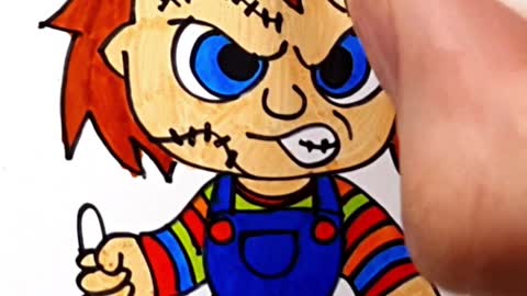 How to draw and paint Chucky from Child's Play