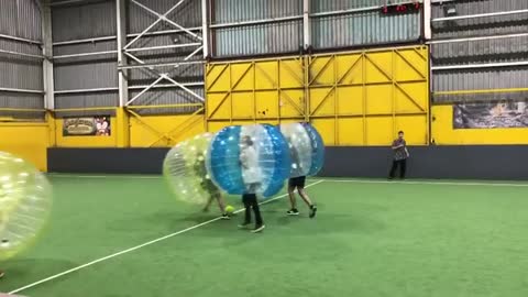 Collab copyright protection - bubble soccer collission green flies