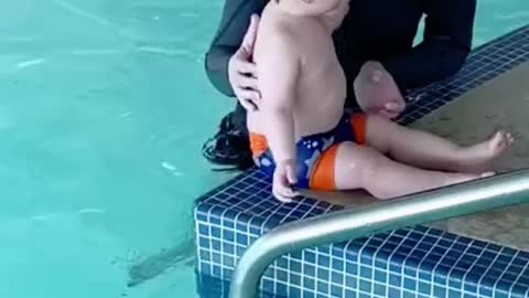 Baby learning to float