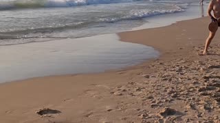 playing on the beach