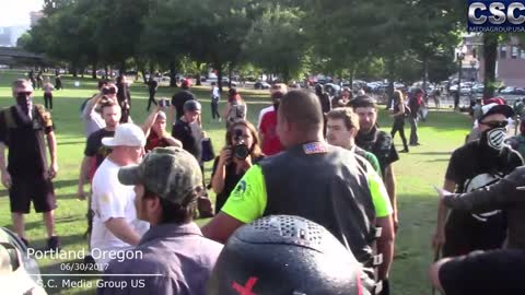 Violence Erupts After AntiFa Tries To Take American Flag From Patriots (Raw Footage)