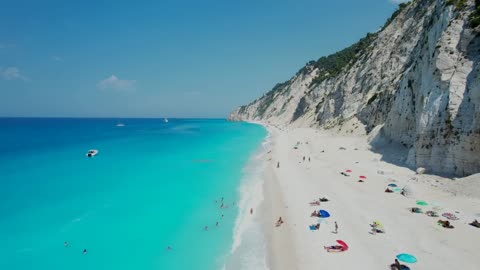 Best Beaches 📍 Egremni Beach, Lefkada Greece🎈 🎵 Deep House Drone 4K Footage