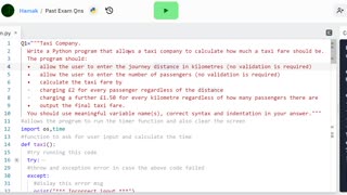 Python Tutorials - GCSE Exam Question - Calculating the Taxi Fare
