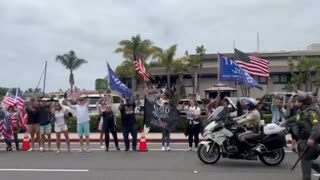 Supporters Greet Former President Trump As He Heads To Fundraiser In Newport Beach, CA