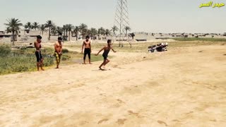 Arabian guys doing fun in water nice jumping in water