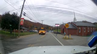 School Bus Honks Horn at Car to Protect Children