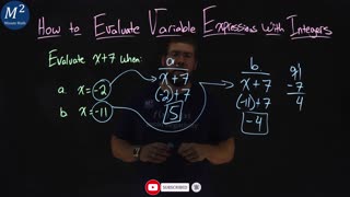 How to Evaluate Variable Expressions with Integers | Part 1 of 4 | Evaluate x+7 when x=-2 and x=-11