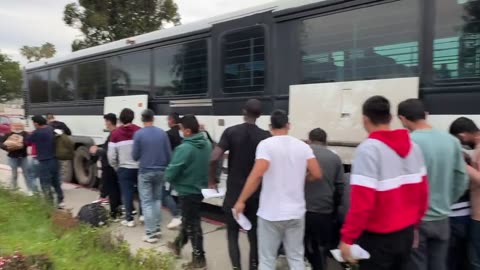 Mass Release Of Illegal Immigrants From Border Patrol Custody At A Trolley Station In San Diego
