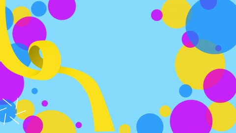 Intro animation with multicolor circles and ribbons