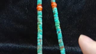 Turquoise orange Spiny oyster Shells Southwestern Navajo Gemstone Necklace 04