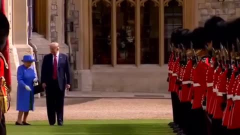 President Trump Walking In front Of Queen