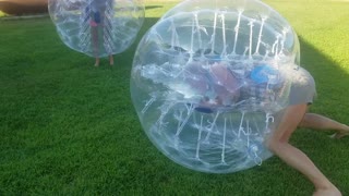 Gramma laughing while stuck in bumper ball
