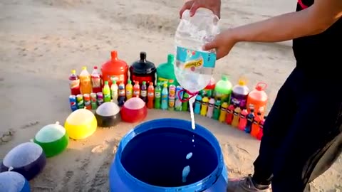 Experiment: Balloons of Fanta, Pepsi, Sprite, Mtn Dew, Sodas, Coca-Cola vs Mentos in Big Underground