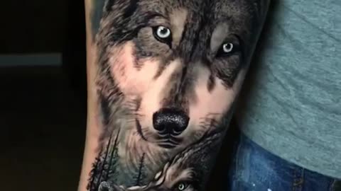 Tatuaje lobos realistico