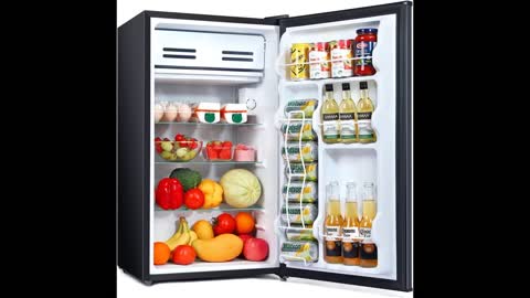 Review: Compact Refrigerator 3.3 Cu Ft Mini Fridge with Freezer, Single Door, Low noise, Remova...