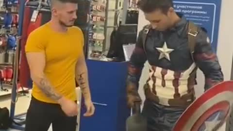 Marvel Captain America Hilariously bodybuilder prank funny VIDEO tiktok