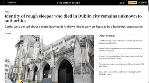 Irishman dies in the cold