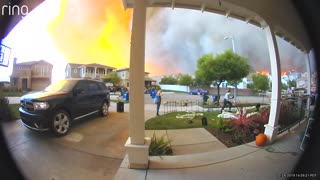 Doorbell Camera Captures Wildfire Evacuation