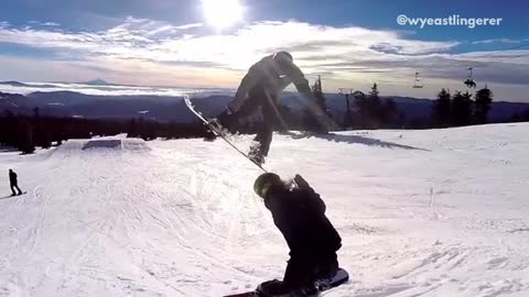 Collab copyright protection - guy gets hit head with snowboard