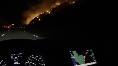 Fire Spread Along the Grapevine 5 Freeway