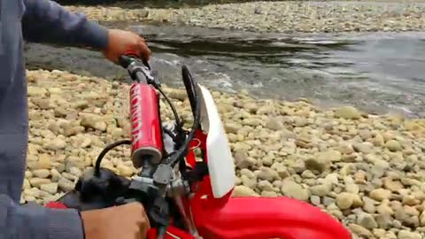 Motorcycle River Crossing Doesn't Go Great