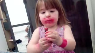 Little Girl Denies Eating Lipstick