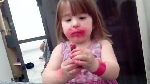 Little Girl Denies Eating Lipstick