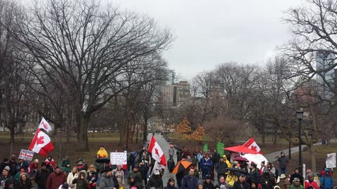 Beatitudes preaching at rally for freedom at Queen's Park, March 26, 2022