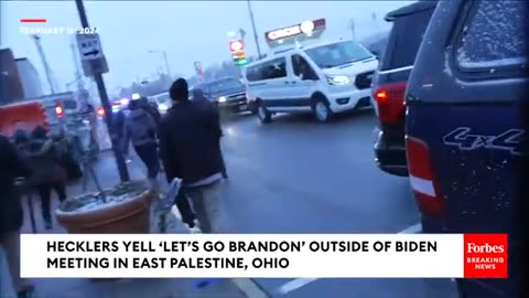 Hecklers Yell 'Let's Go Brandon' Outside Biden Event In East Palestine, Ohio