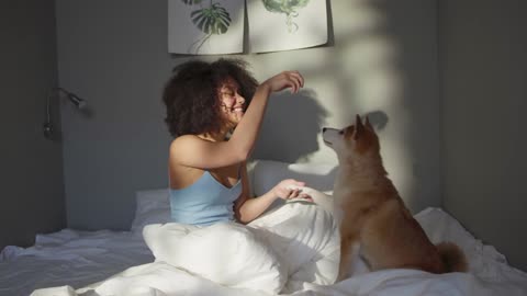 Morning time girl fun with dog cute dog #morning #dog