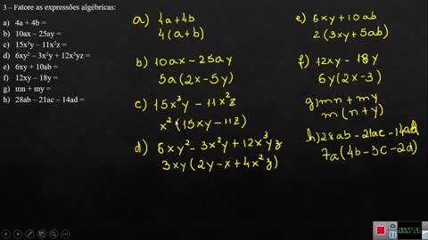 8º Ano - Exercícios de revisão para prova - Número 3.