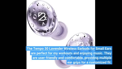 Tempo 30 Lavender Wireless Earbuds for Small Ears, Purple Bluetooth Earbuds for Small Earbuds f...