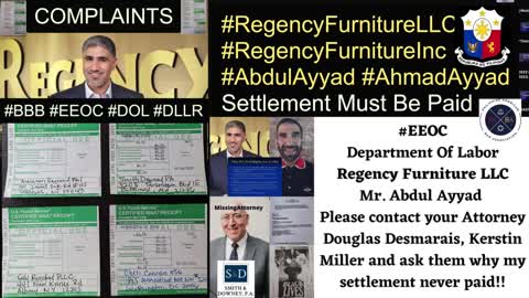 Regency Furniture Corporate Office Headquarters Abdul Ayyad / Victim Complaints Settlement Never Paid / Smith Downey PA / Tully Rinckey PLLC / Mike C. Fallings / Cheri L. Cannon / Tully Rinckey PLLC Albany New York / Supreme Court