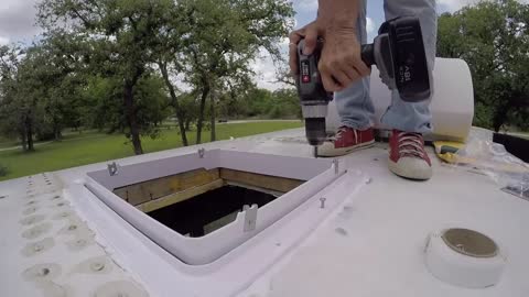 School Bus Conversion - Installing an overhead Vent Fan