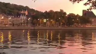 Sunrise in water in Liege, Belgium