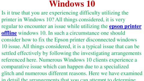 Methods To Fix Epson Printer Offline Windows 10