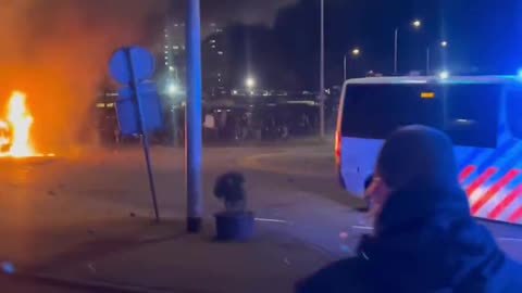 Violent clashes between Eritrean migrants and the police in The Hague, Netherlands.